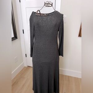 Soft Surrounding Elegant Gray Long Sleeve Maxi Dress SP